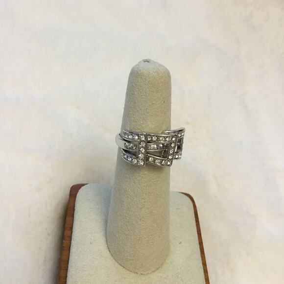 Silver Trio-Crystal Rows Ring - Picture 2 of 8